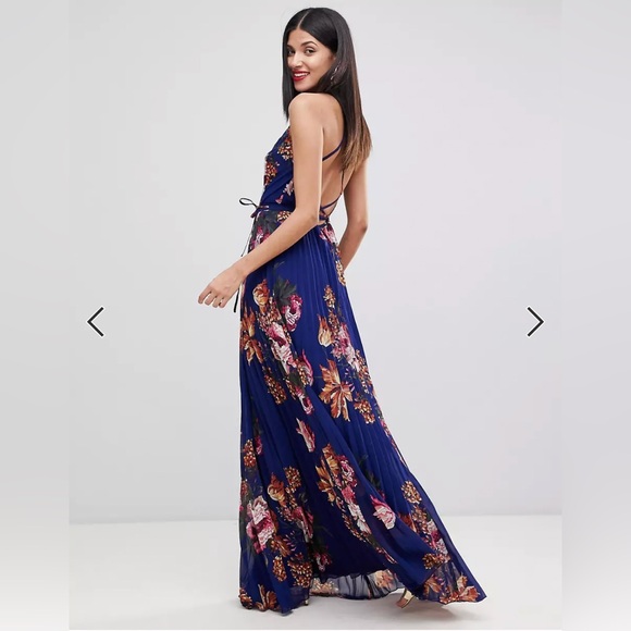 ASOS TALL Floral Cami Pleated Maxi Dress, UK12/US8 - Picture 3 of 3